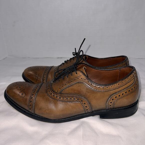 Allen Edmonds Strand Shoes Mens Size 9 Brown Leather Wingtip Oxford Dress Church - Picture 3 of 11